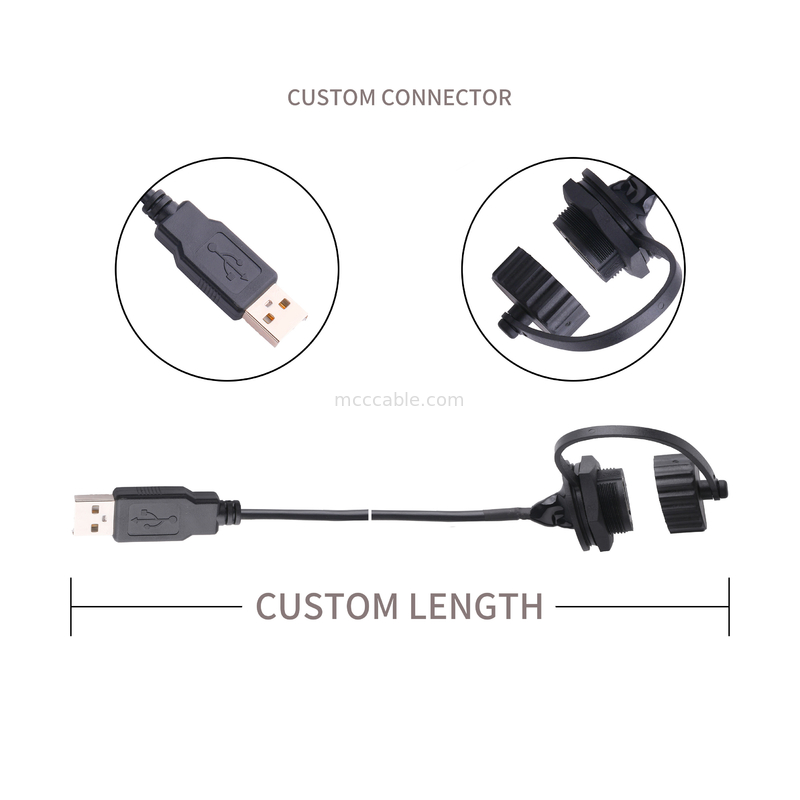 USB 2,0 ένας θηλυκός συνδετήρας με την ασπίδα και ΚΑΠ στα καλώδια usb USB 2,0 Α που γίνεται στο μέτρο