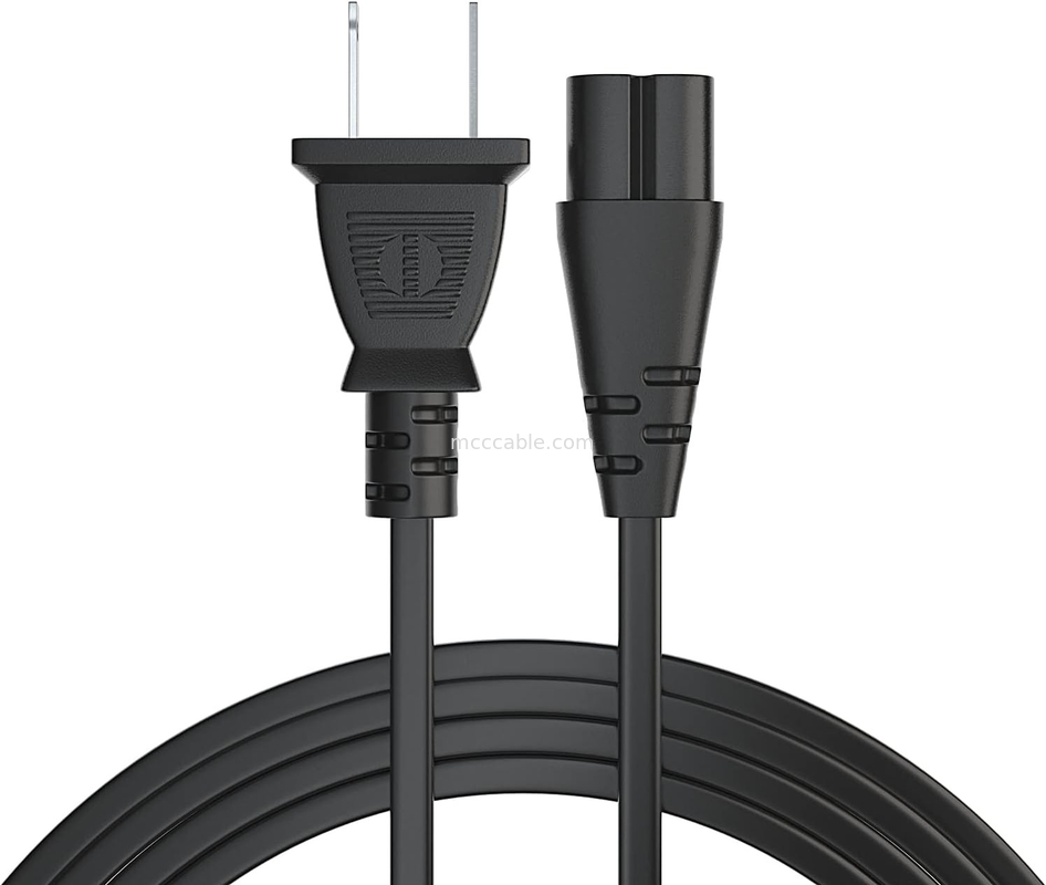 12ft Ηλεκτρικό καλώδιο ισχύος 2 Prong Ac Wall Plug 2 Slot Led LCD