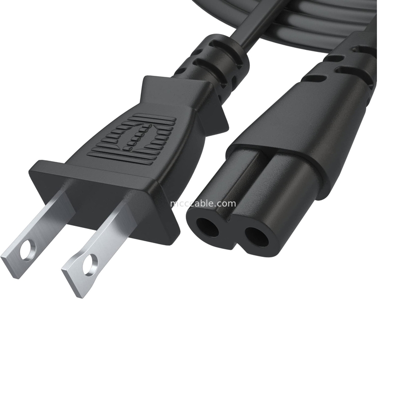 12ft Ηλεκτρικό καλώδιο ισχύος 2 Prong Ac Wall Plug 2 Slot Led LCD