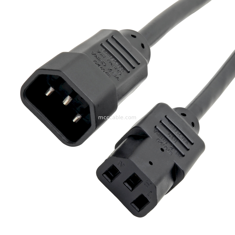 C13 έως C14 10α 250v καλώδιο ηλεκτρικής ενέργειας 18 Awg C14 συνδυασμός με έξοδο C13