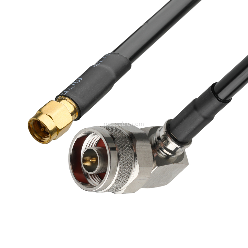 Συνδέτης RF Lmr-240 Καλώδιο RF χαμηλής απώλειας μαύρο Sma αρσενικό ευθεία πρίζα προς N αρσενικό πρίζα δεξιά γωνία πρίζα
