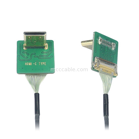 Mini Hdmi Elbow Head Hd Cable Adapter mini Hdmi-C2 προς 20525-020E-02 προς το πίνακα Πέρασμα πλευρικού συνδετήρα 0,4mm