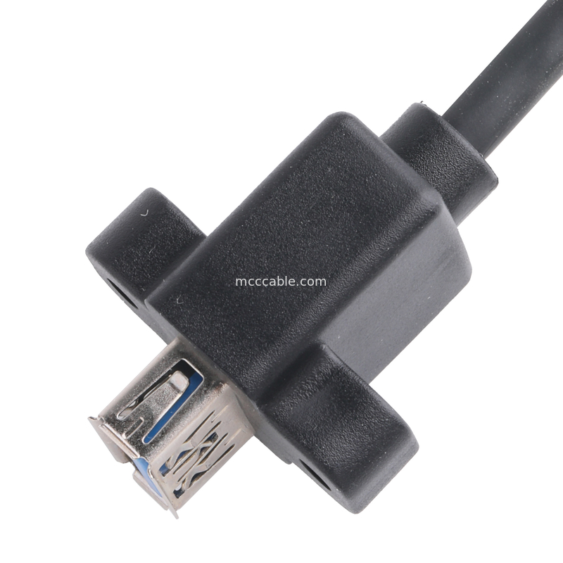 Μαύρο USB3 0 καλώδιο Am 90 μοίρες πλευρική κάμψη σε Af Half Pack Στροφή τύπου σχηματισμένο εξωτερικό καλούπι