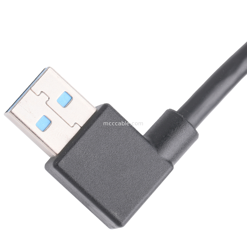 Μαύρο USB3 0 καλώδιο Am 90 μοίρες πλευρική κάμψη σε Af Half Pack Στροφή τύπου σχηματισμένο εξωτερικό καλούπι