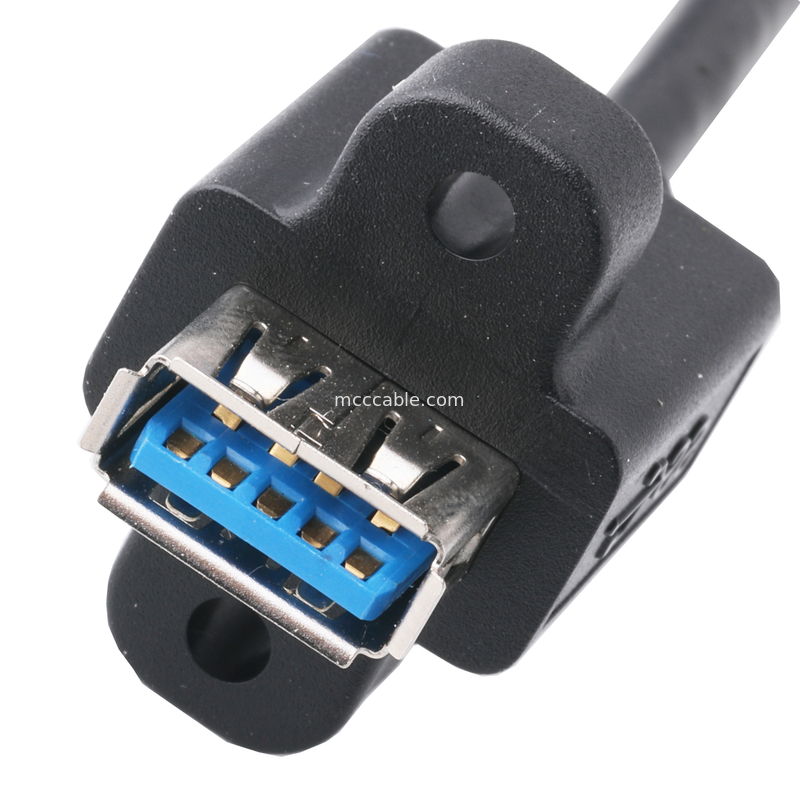 Μαύρο USB3 0 καλώδιο Am 90 μοίρες πλευρική κάμψη σε Af Half Pack Στροφή τύπου σχηματισμένο εξωτερικό καλούπι