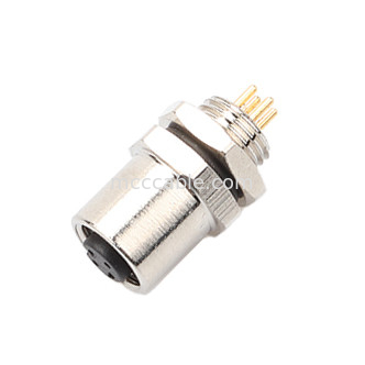 M5 Κωδικός-Α Γυναικεία σύνδεση 4Pin Panel Flange PCB Socket IP67 κυκλική διεπαφή τύπου A