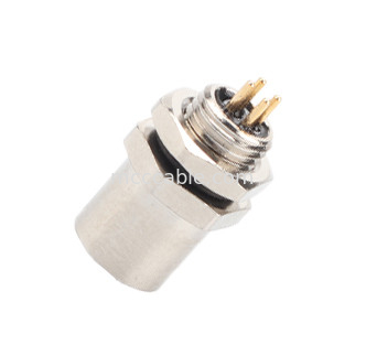 M5 Κωδικός-Α Γυναικεία σύνδεση 4Pin Panel Flange PCB Socket IP67 κυκλική διεπαφή τύπου A