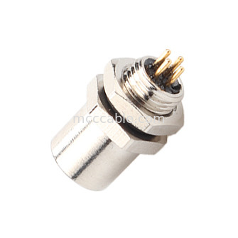 M5 Κωδικός-Α Γυναικεία σύνδεση 4Pin Panel Flange PCB Socket IP67 κυκλική διεπαφή τύπου A