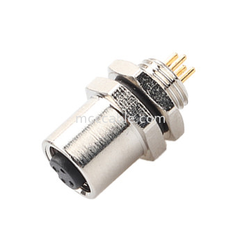 M5 Κωδικός-Α Γυναικεία σύνδεση 4Pin Panel Flange PCB Socket IP67 κυκλική διεπαφή τύπου A