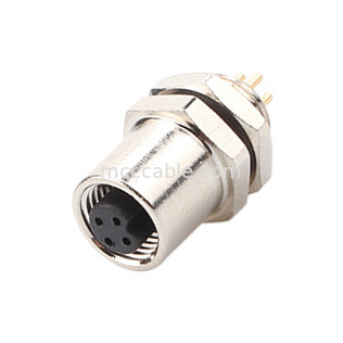 M5 Κωδικός-Α Γυναικεία σύνδεση 4Pin Panel Flange PCB Socket IP67 κυκλική διεπαφή τύπου A