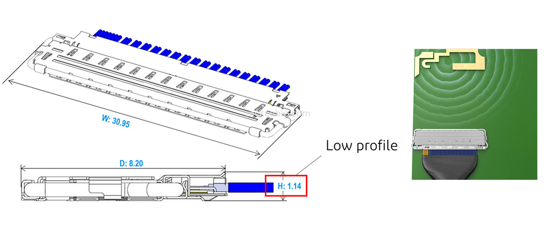 60P EDP Καλώδιο 20790-060E-02 0.4mm Pitch Οριζόντιο σύνδεσμο τύπου μικρο-συσσωματικού