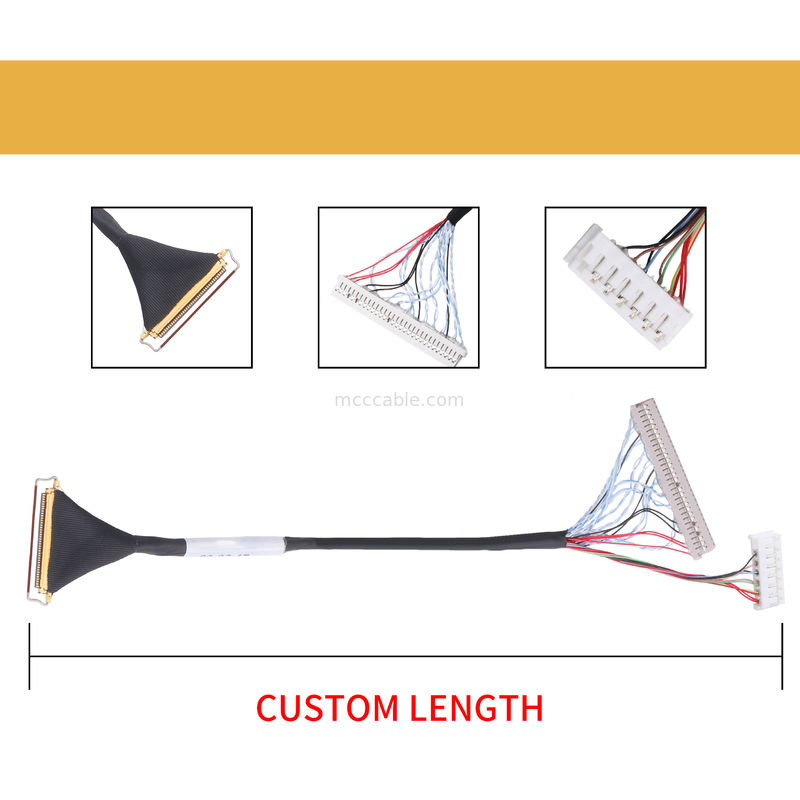 Η συνήθεια 40 συνέλευση 0.5mm πίσσα LCD καλωδίων Lvds καρφιτσών lvds τηλεγραφεί τον οριζόντιο μικροϋπολογιστής-ομοαξονικό συνδετήρα τύπων ζευγαρώματος