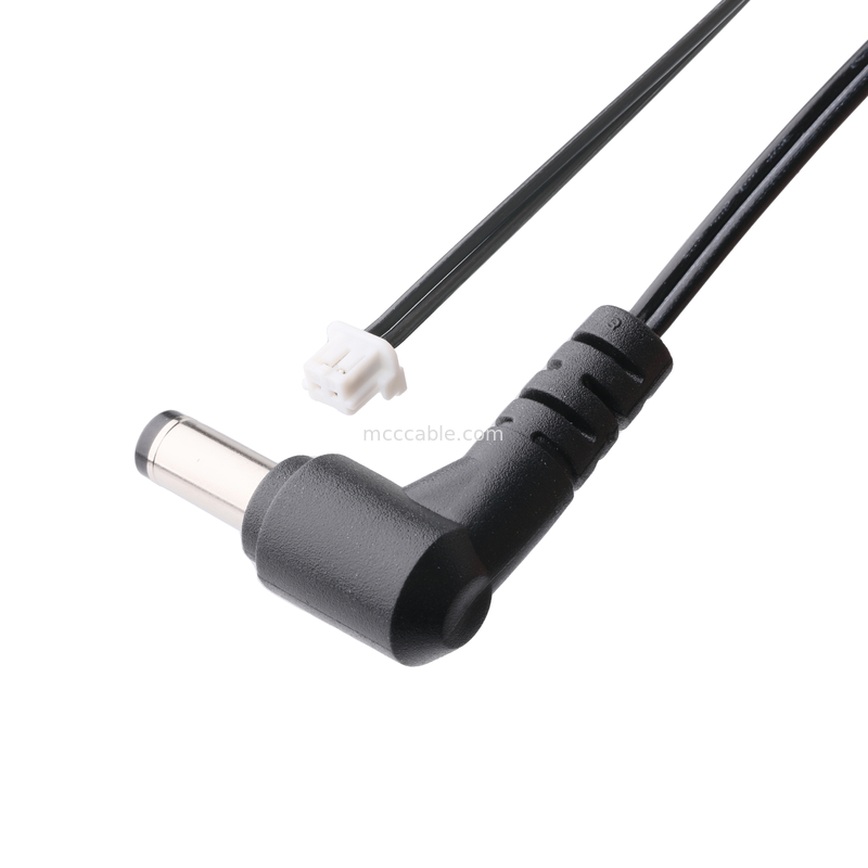 DC Plug 2.1*5.5mm Τύπος συγκόλλησης PVC Εμφάνιση τοποθέτηση 90 γωνία προς το λευκό περίβλημα 2P MOLEX F