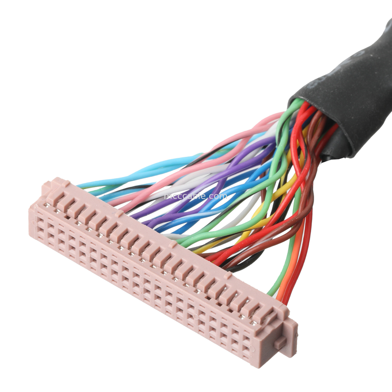 Συγκρότημα καλωδίων Lvds  DF13-40Pin Pitch 1.25mm έως HD-SUB 26P FEMALE SLODER UL 1007 20AWG καλώδιο OEM / ODM