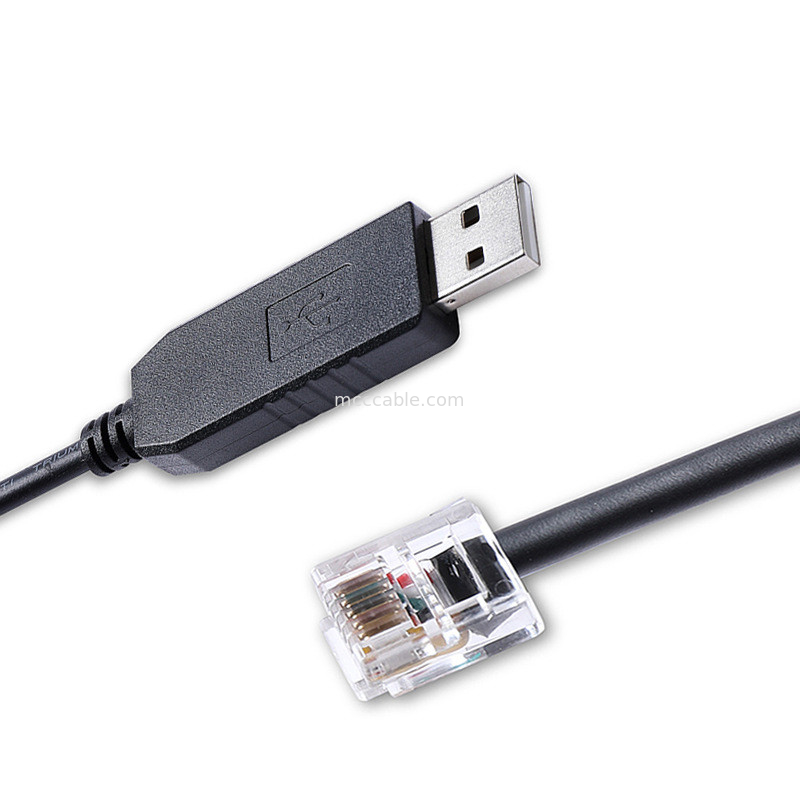 USB-A προς RS232 RJ12 Σειριακό καλώδιο 6P6C συμβατό με RS232 Διαμόρφωση επικοινωνίας Γραμμή εντοπισμού σφαλμάτων