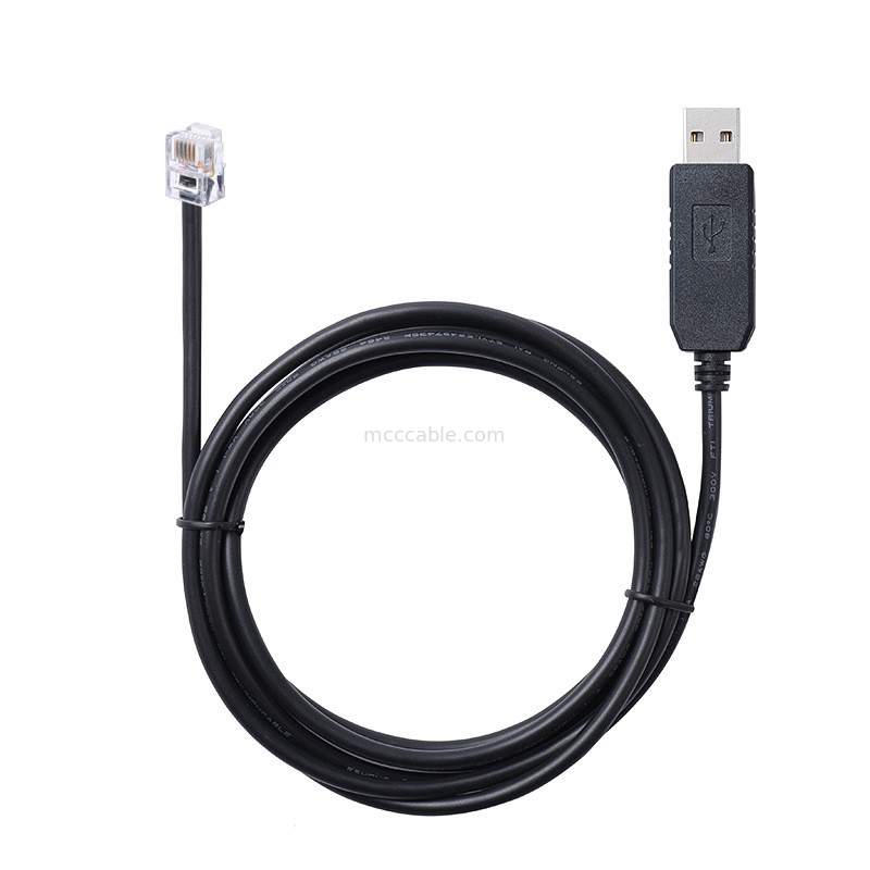 USB-A προς RS232 RJ12 Σειριακό καλώδιο 6P6C συμβατό με RS232 Διαμόρφωση επικοινωνίας Γραμμή εντοπισμού σφαλμάτων