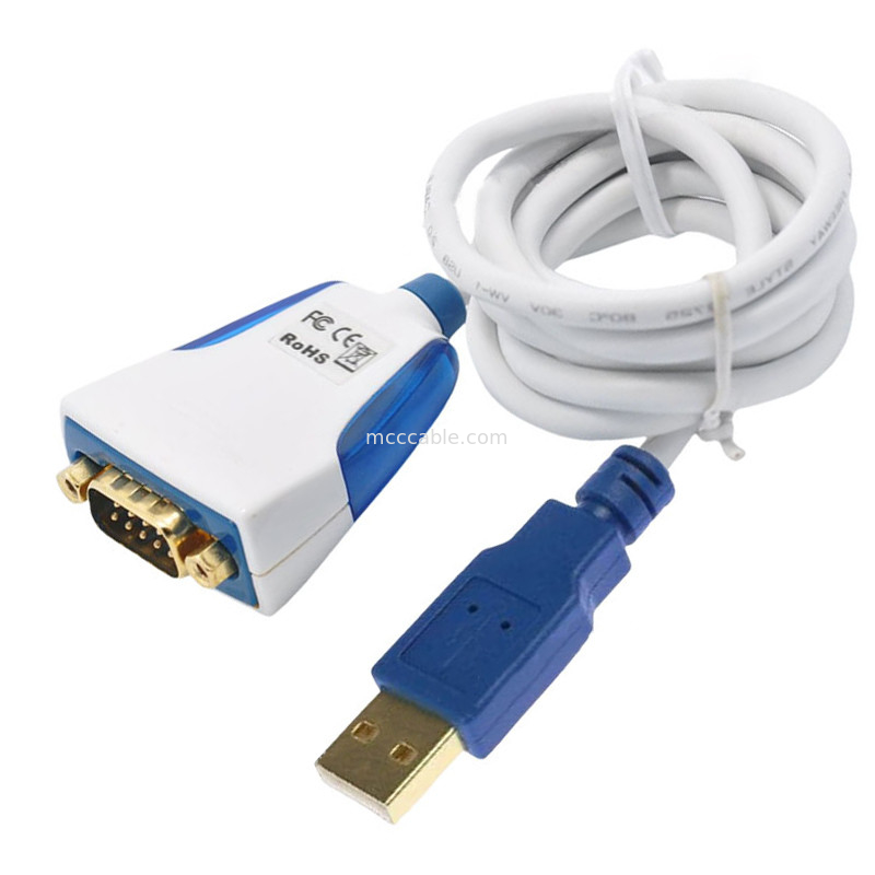 USB-A σε RS232 σειριακό καλώδιο με ενσωματωμένα ηλεκτρονικά και βιομηχανικά συνδέσμους DB9M