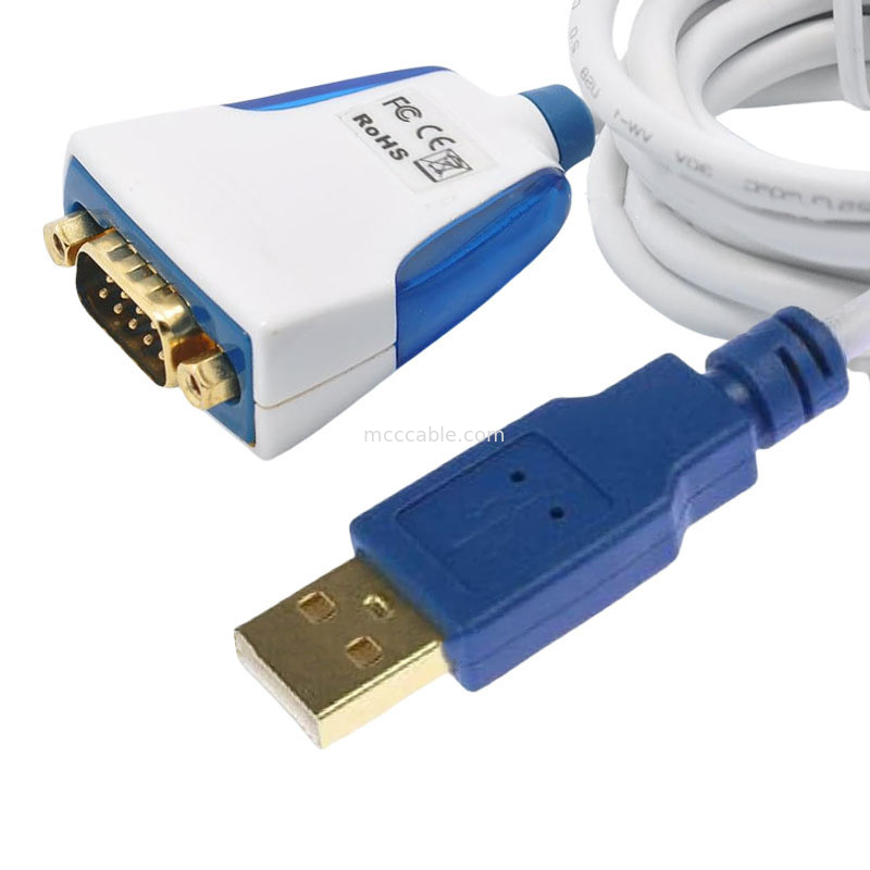 USB-A σε RS232 σειριακό καλώδιο με ενσωματωμένα ηλεκτρονικά και βιομηχανικά συνδέσμους DB9M