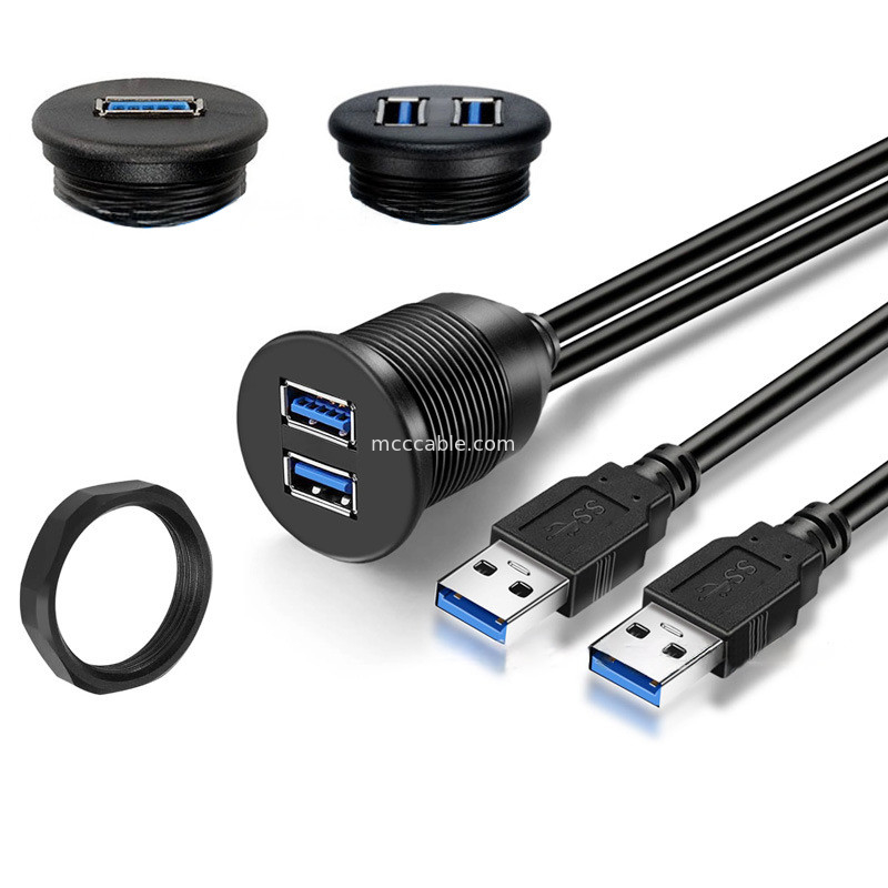 Προσαρμοσμένο κάλυμμα USB3.0 calbe Καλώδιο πίνακα ελέγχου αυτοκινήτου στρογγυλό κεφάλι USB3.0 αρσενικό σε θηλυκό καλώδιο επέκτασης